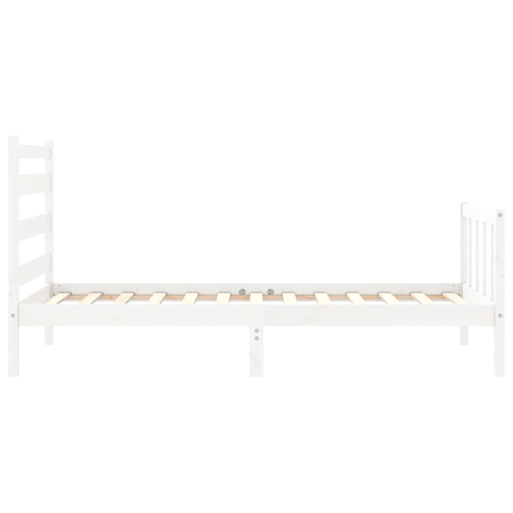 Estrutura de cama com cabeceira 90x190 cm madeira maciça branco