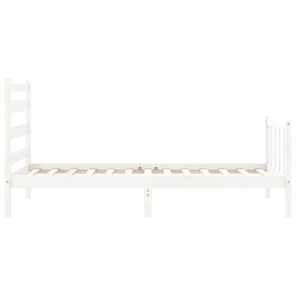 Estrutura de cama com cabeceira 90x190 cm madeira maciça branco