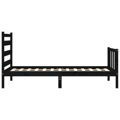 Estrutura de cama com cabeceira 90x190 cm madeira maciça preto