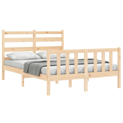 Estrutura de cama com cabeceira 140x190 cm madeira maciça