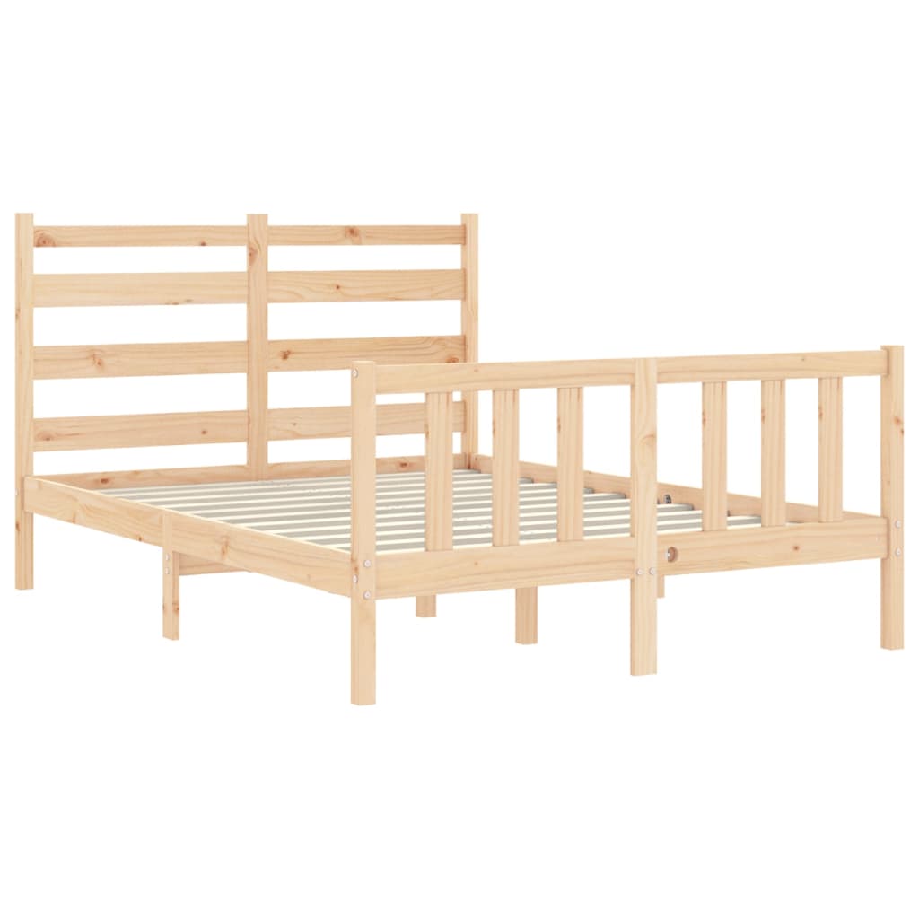 Estrutura de cama com cabeceira 140x190 cm madeira maciça