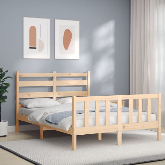 Estrutura de cama com cabeceira 140x190 cm madeira maciça