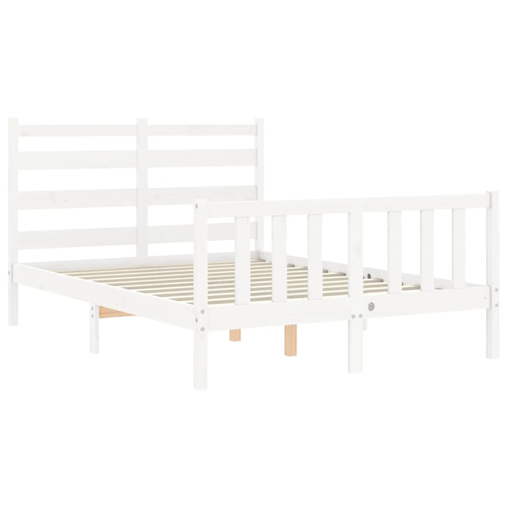 Estrutura de cama com cabeceira 140x190cm madeira maciça branco