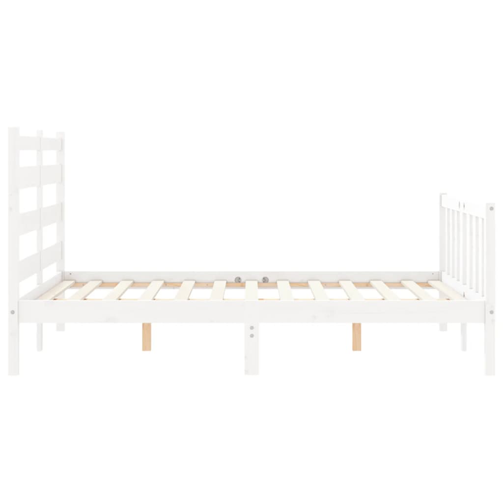 Estrutura de cama com cabeceira 140x190cm madeira maciça branco