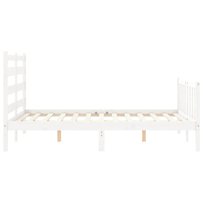 Estrutura de cama com cabeceira 140x190cm madeira maciça branco