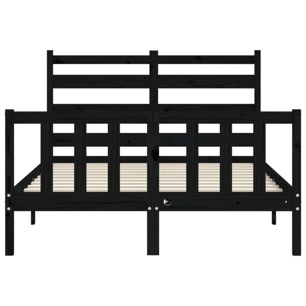 Estrutura de cama com cabeceira 140x190 cm madeira maciça preto