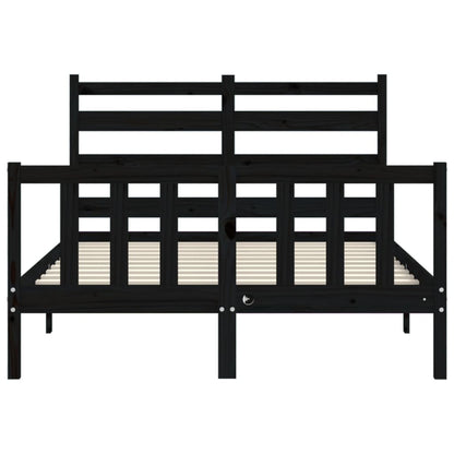 Estrutura de cama com cabeceira 140x190 cm madeira maciça preto