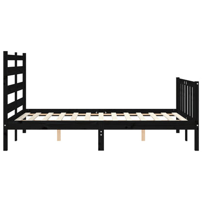 Estrutura de cama com cabeceira 140x190 cm madeira maciça preto