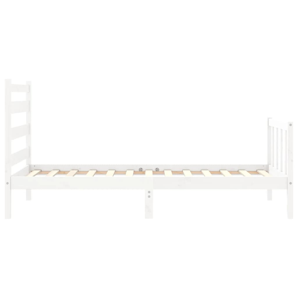 Estrutura de cama com cabeceira 100x200cm madeira maciça branco