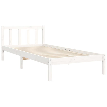 Estrutura de cama com cabeceira 100x200cm madeira maciça branco