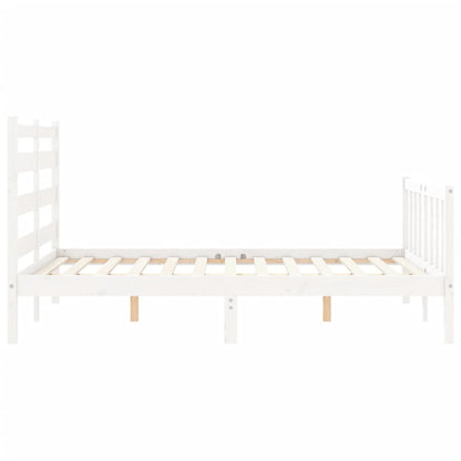 Estrutura de cama com cabeceira 140x200cm madeira maciça branco