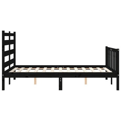 Estrutura de cama com cabeceira 140x200 cm madeira maciça preto