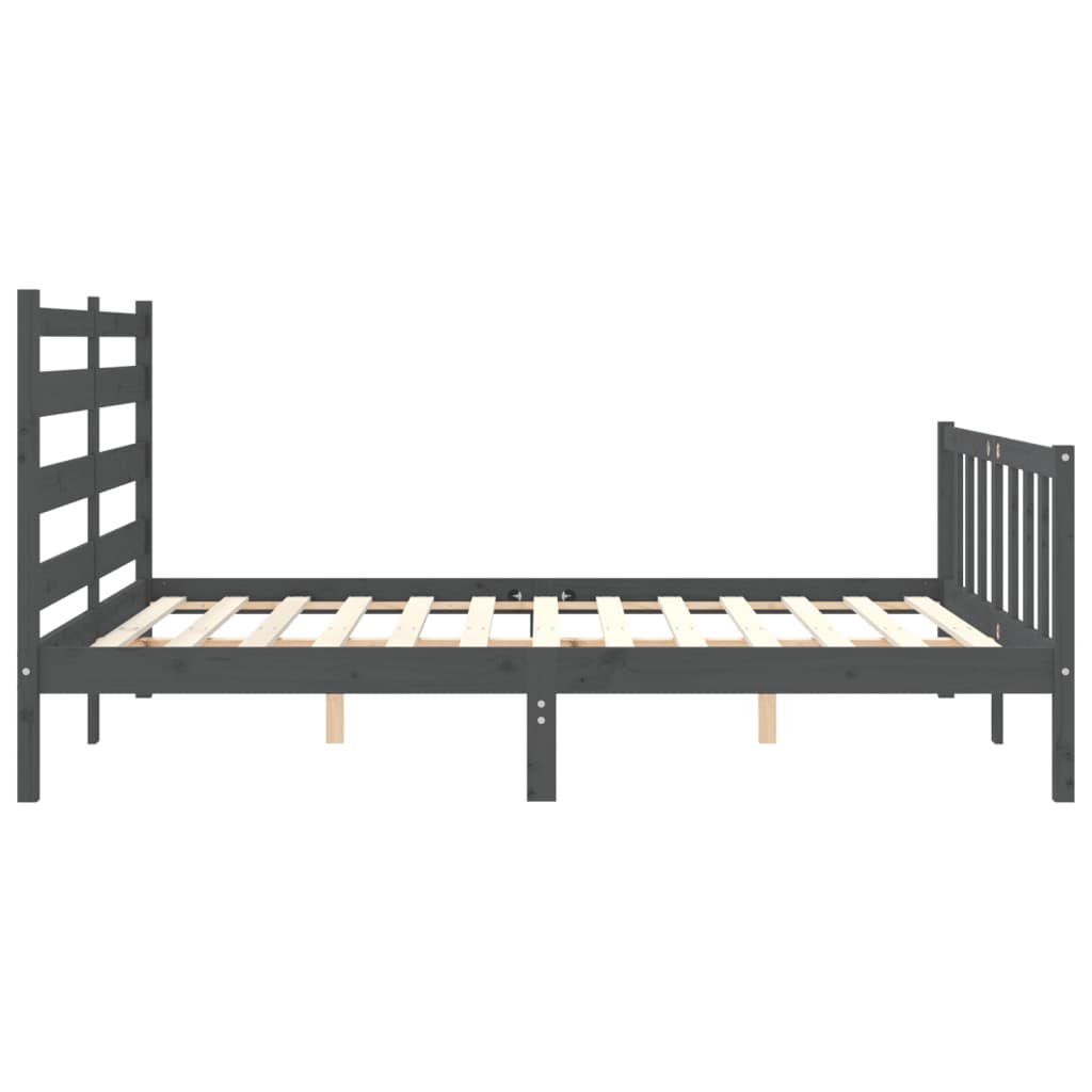 Estrutura de cama com cabeceira 160x200 cm madeira maciça cinza