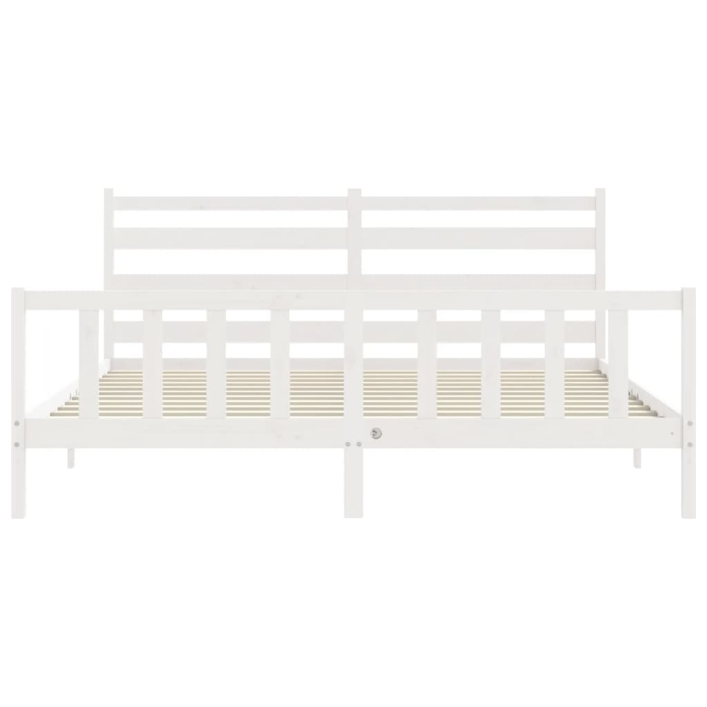 Estrutura de cama com cabeceira 180x200cm madeira maciça branco