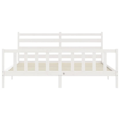 Estrutura de cama com cabeceira 180x200cm madeira maciça branco