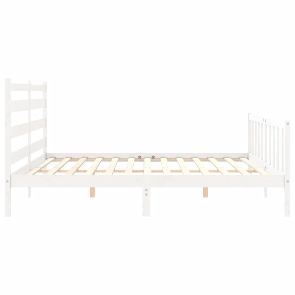 Estrutura de cama com cabeceira 180x200cm madeira maciça branco