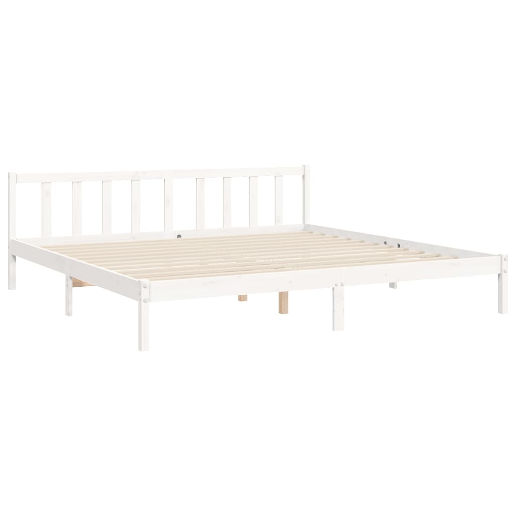 Estrutura de cama com cabeceira 180x200cm madeira maciça branco