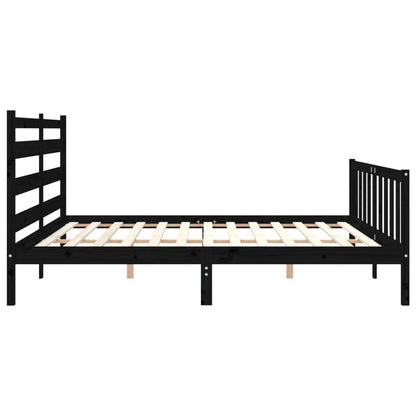 Estrutura de cama com cabeceira 180x200 cm madeira maciça preto