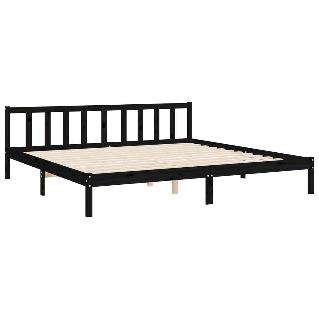 Estrutura de cama com cabeceira 180x200 cm madeira maciça preto