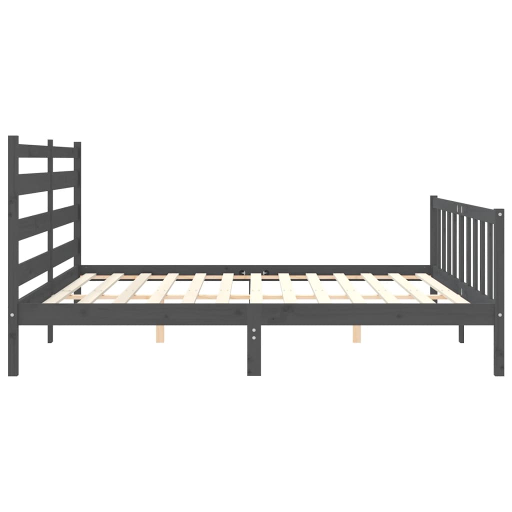 Estrutura de cama com cabeceira 200x200 cm madeira maciça cinza