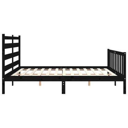 Estrutura de cama com cabeceira 200x200 cm madeira maciça preto