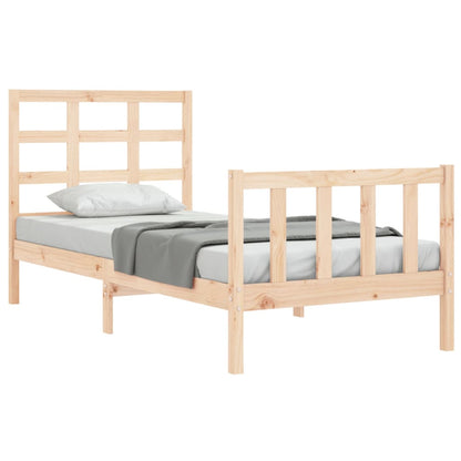 Estrutura de cama com cabeceira 90x190 cm madeira maciça