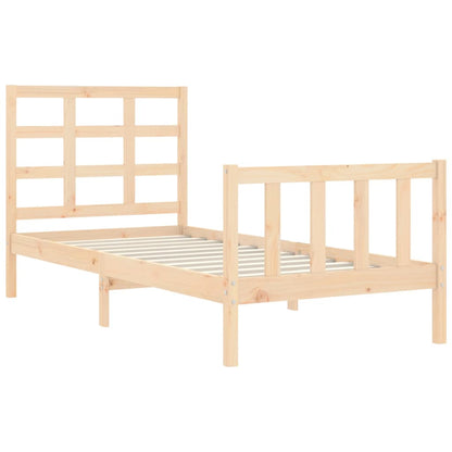 Estrutura de cama com cabeceira 90x190 cm madeira maciça