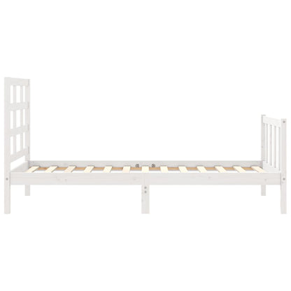 Estrutura de cama com cabeceira 90x190 cm madeira maciça branco