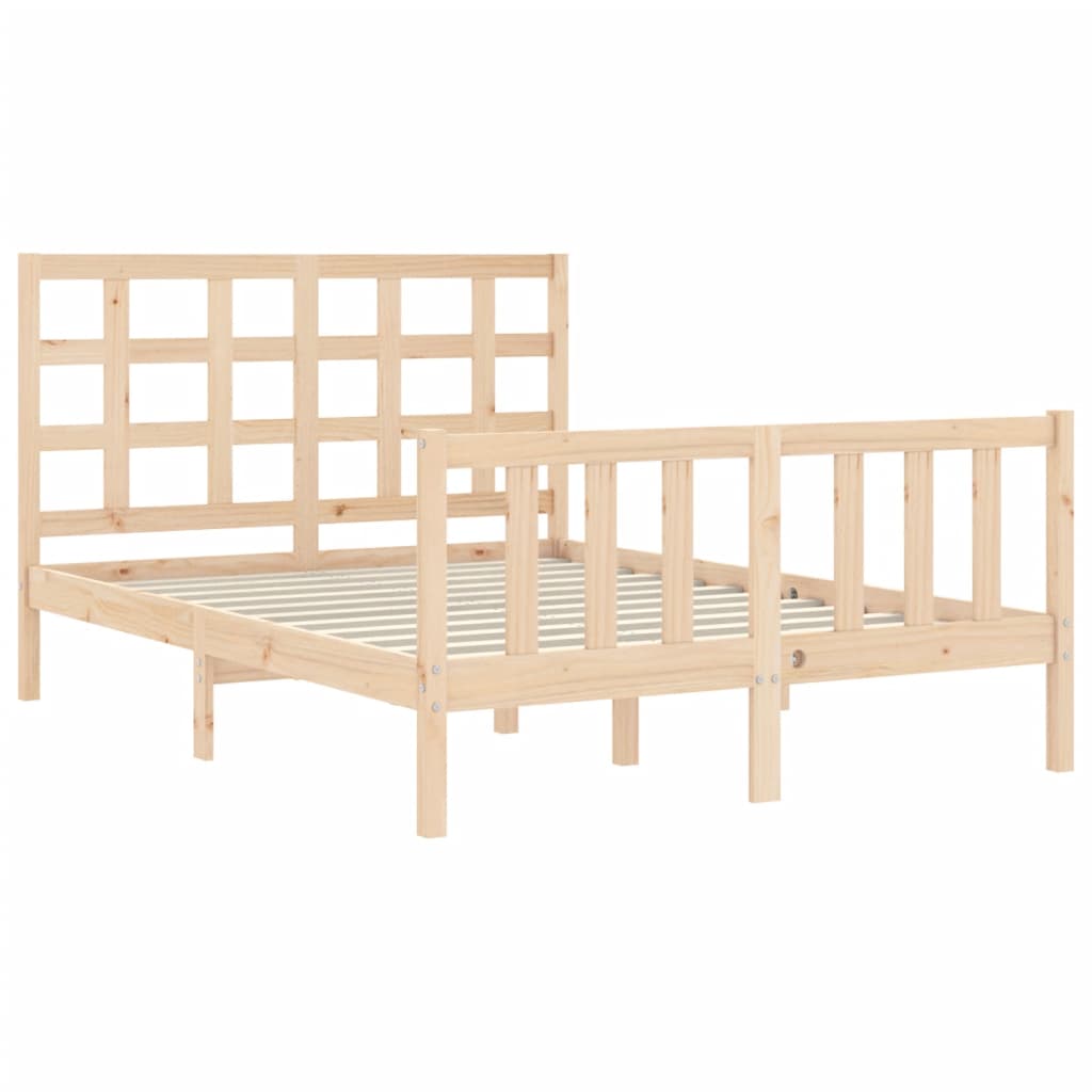 Estrutura de cama com cabeceira 140x190 cm madeira maciça