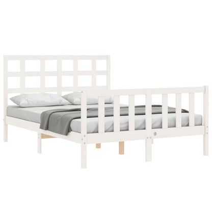 Estrutura de cama com cabeceira 140x190cm madeira maciça branco