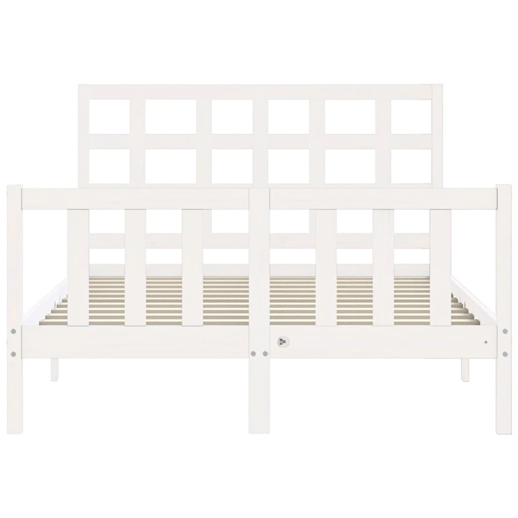 Estrutura de cama com cabeceira 140x190cm madeira maciça branco