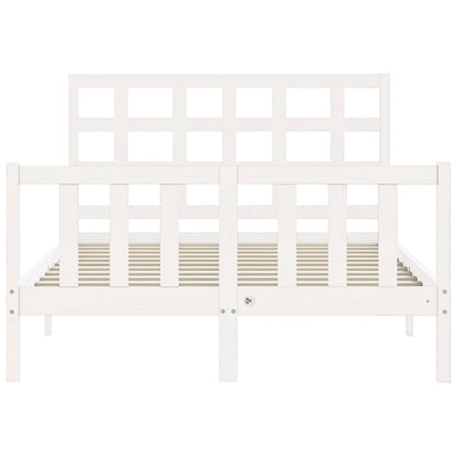 Estrutura de cama com cabeceira 140x190cm madeira maciça branco