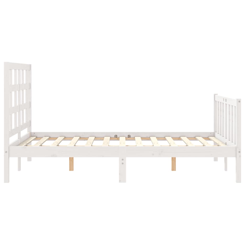 Estrutura de cama com cabeceira 140x190cm madeira maciça branco