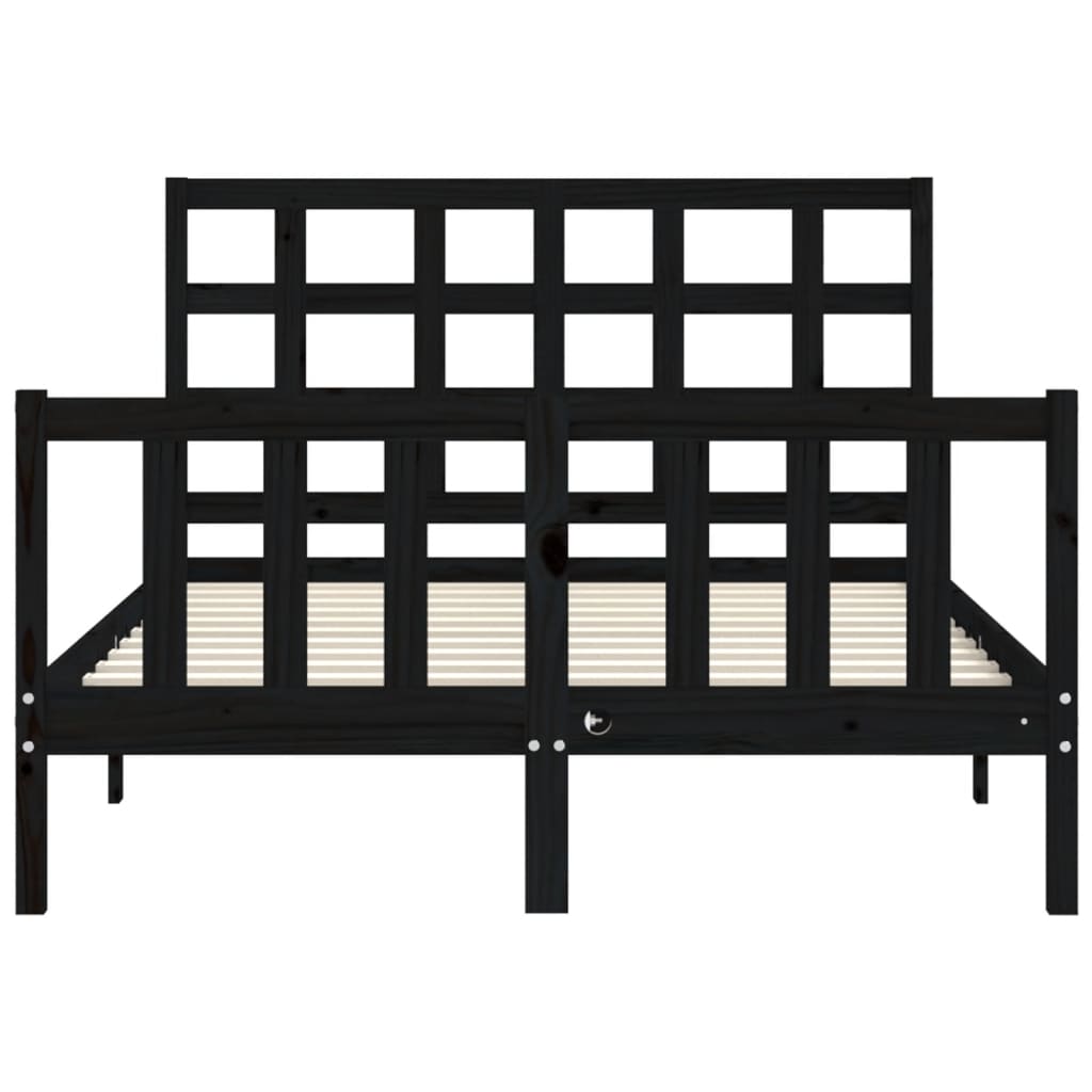 Estrutura de cama com cabeceira 140x190 cm madeira maciça preto