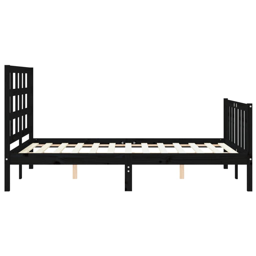 Estrutura de cama com cabeceira 140x190 cm madeira maciça preto