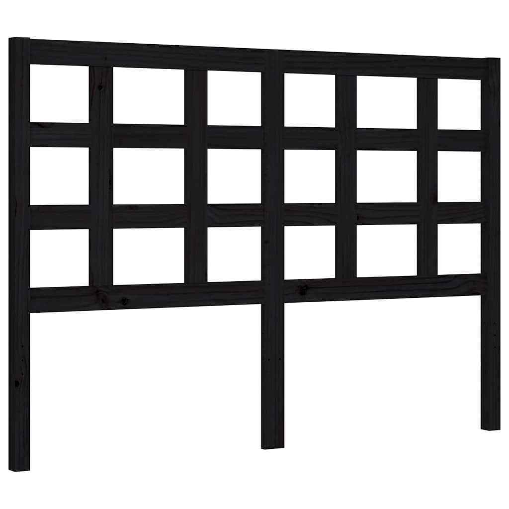 Estrutura de cama com cabeceira 140x190 cm madeira maciça preto