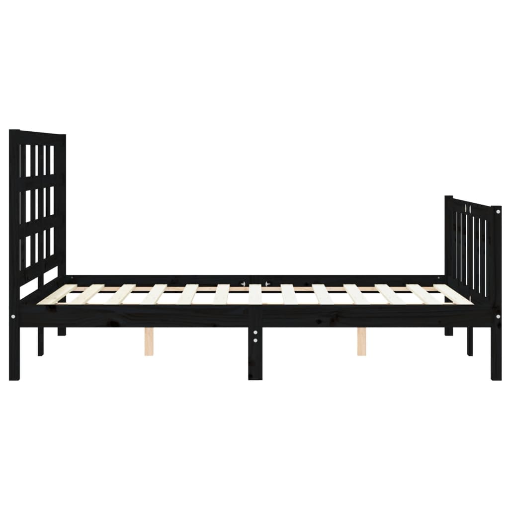 Estrutura de cama com cabeceira 120x200cm madeira maciçao preto