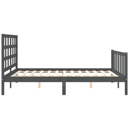 Estrutura de cama com cabeceira 160x200 cm madeira maciça cinza