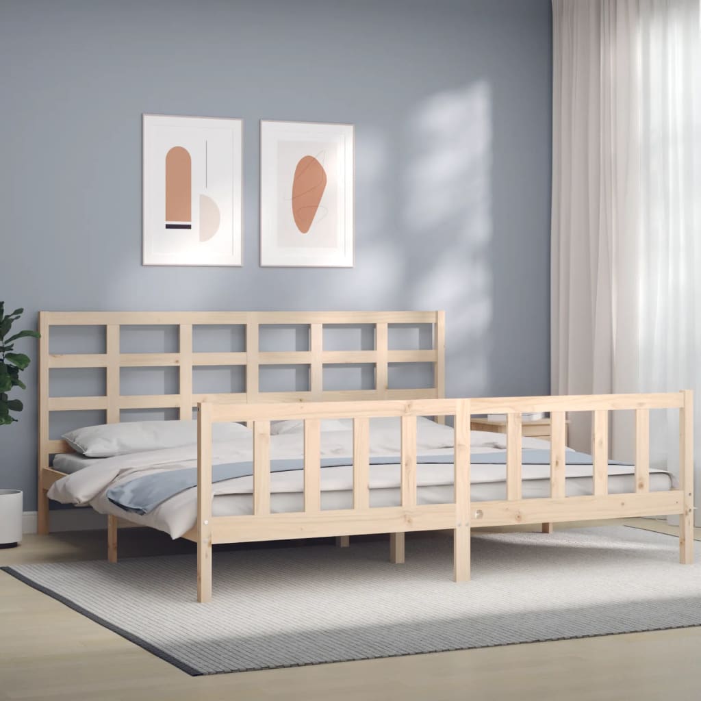 Estrutura de cama com cabeceira 180x200 cm madeira maciça