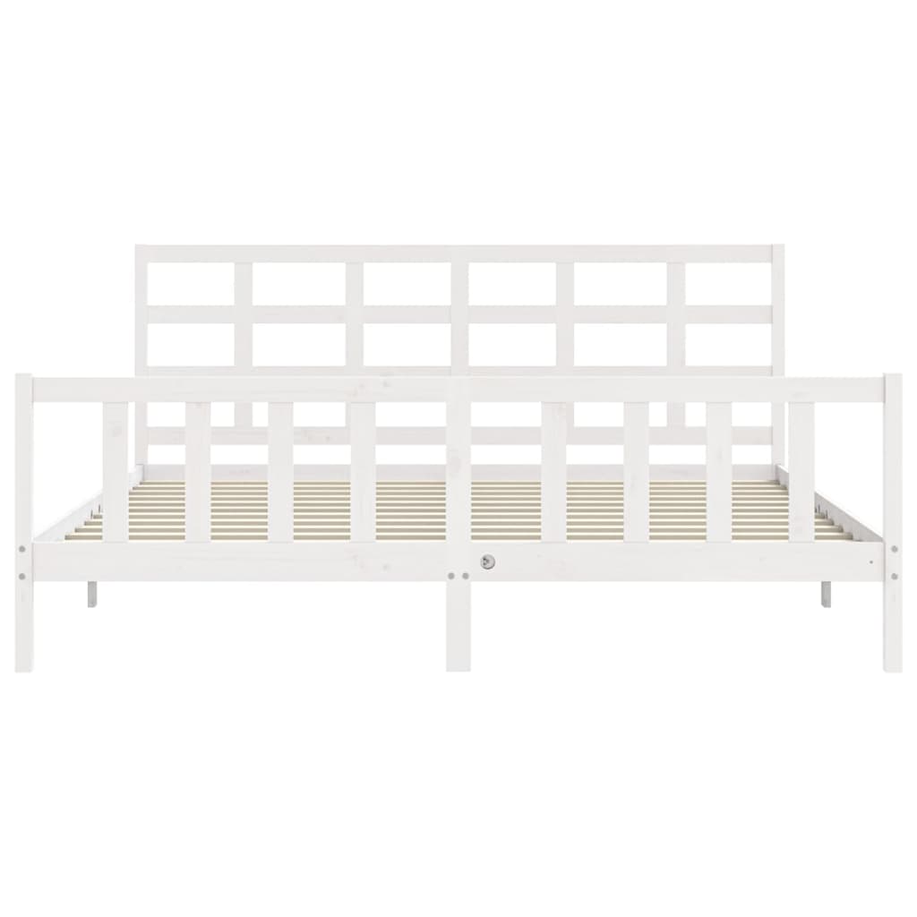 Estrutura de cama com cabeceira 180x200cm madeira maciça branco