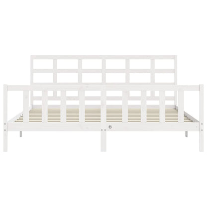 Estrutura de cama com cabeceira 180x200cm madeira maciça branco