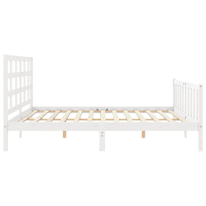 Estrutura de cama com cabeceira 180x200cm madeira maciça branco