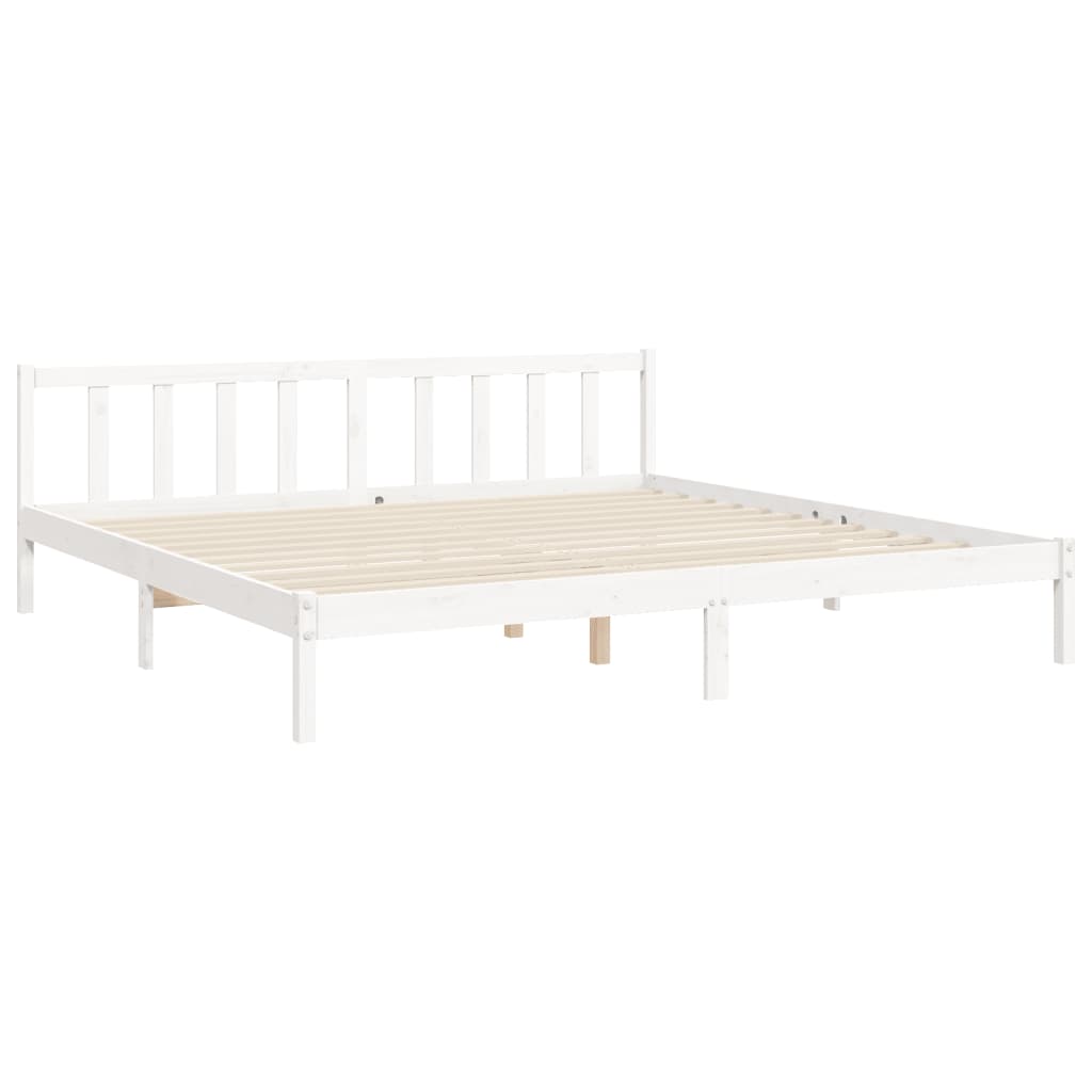 Estrutura de cama com cabeceira 180x200cm madeira maciça branco