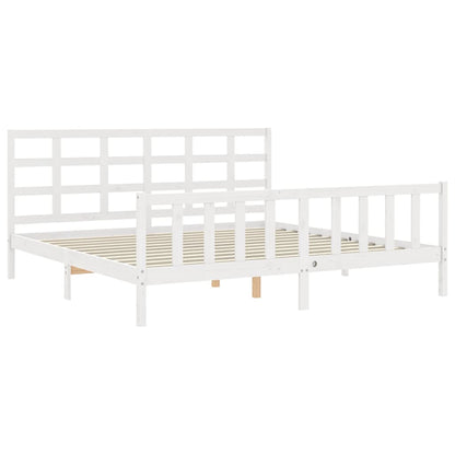 Estrutura de cama com cabeceira 200x200cm madeira maciça branco