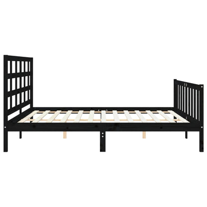 Estrutura de cama com cabeceira 200x200 cm madeira maciça preto