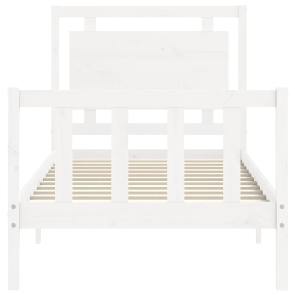 Estrutura de cama com cabeceira 90x190 cm madeira maciça branco