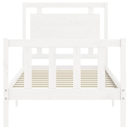 Estrutura de cama com cabeceira 90x190 cm madeira maciça branco