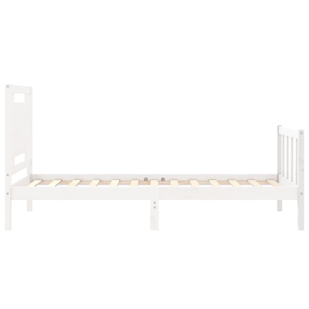 Estrutura de cama com cabeceira 90x190 cm madeira maciça branco