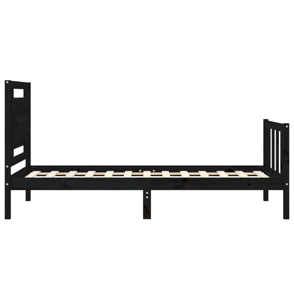 Estrutura de cama com cabeceira 90x190 cm madeira maciça preto