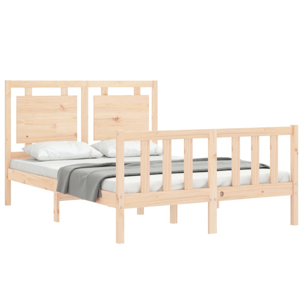 Estrutura de cama com cabeceira 140x190 cm madeira maciça